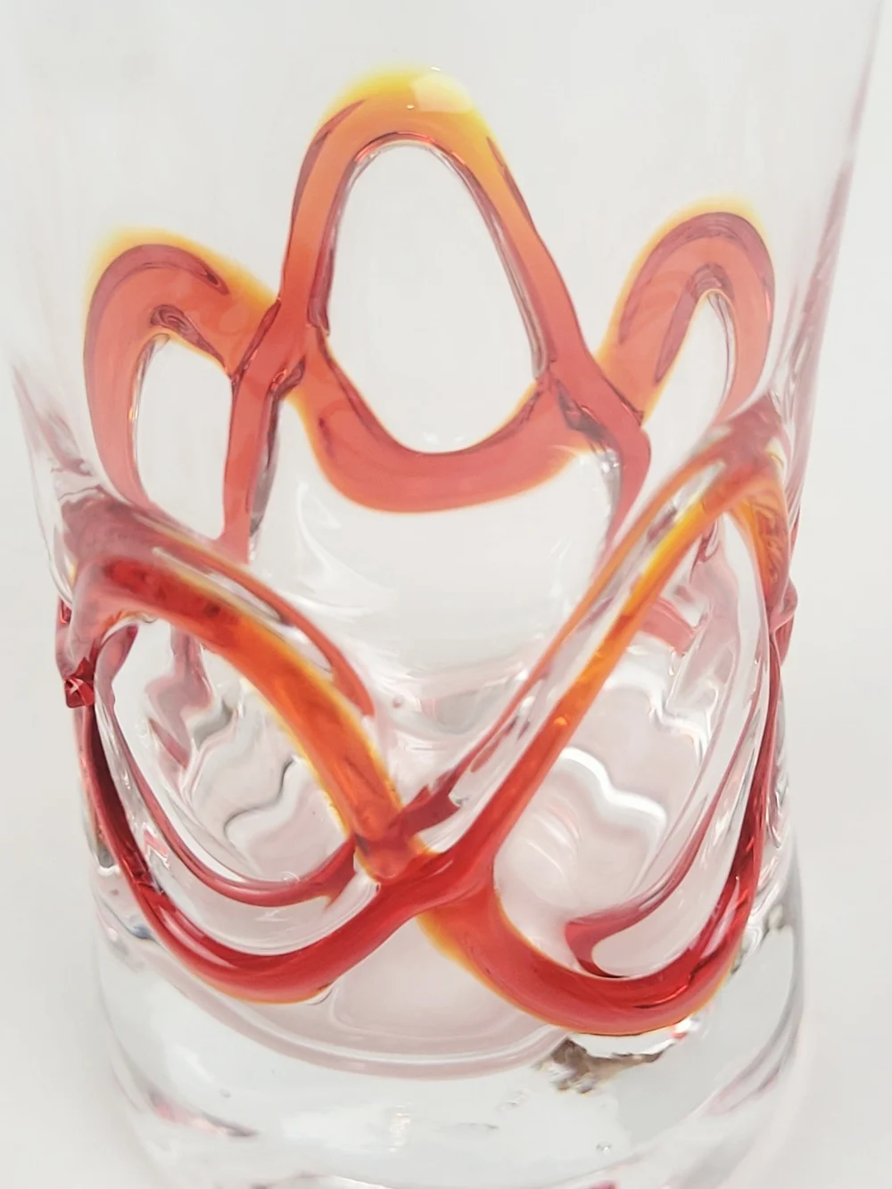 Pier 1 Red Swirline Shot Glasses~2 oz Clear Shooters~Retired~Set of 5~EUC